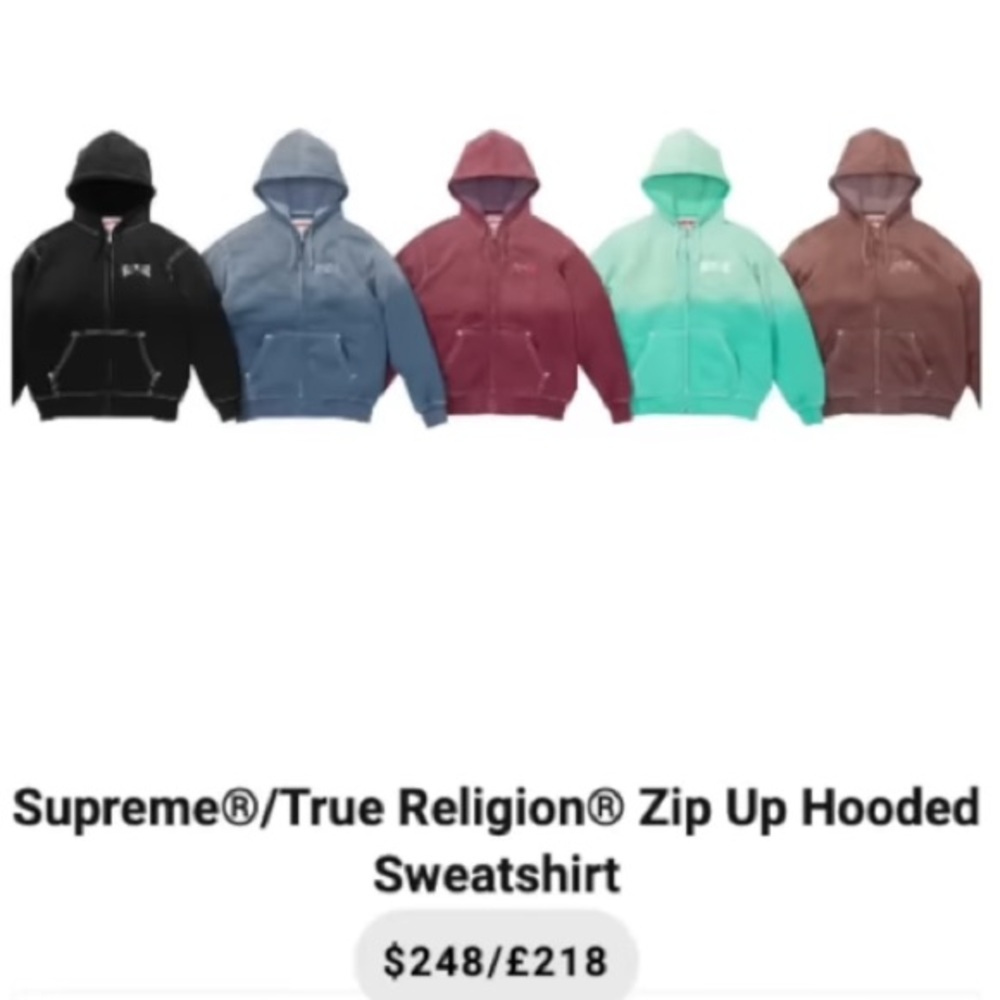 Supreme, true, religion sweatshirt with a zipper